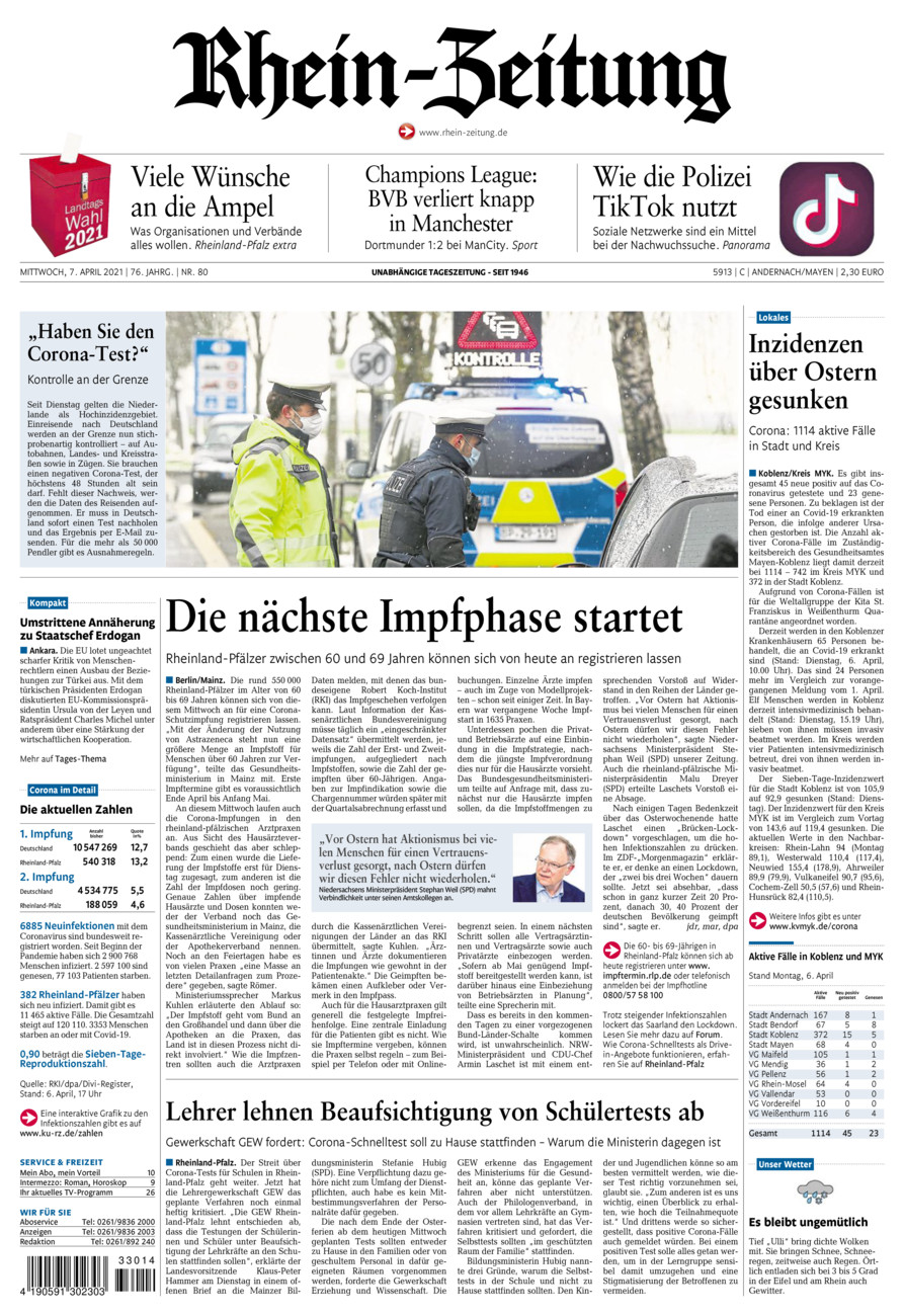 Rhein-Zeitung Andernach & Mayen vom Mittwoch, 07.04.2021