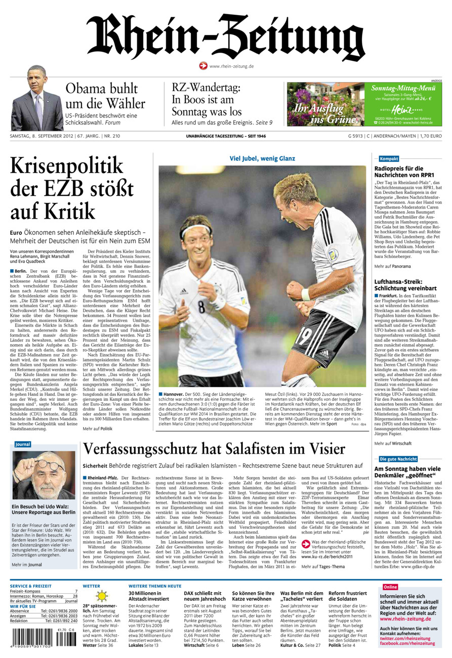 Rhein-Zeitung Andernach & Mayen vom Samstag, 08.09.2012