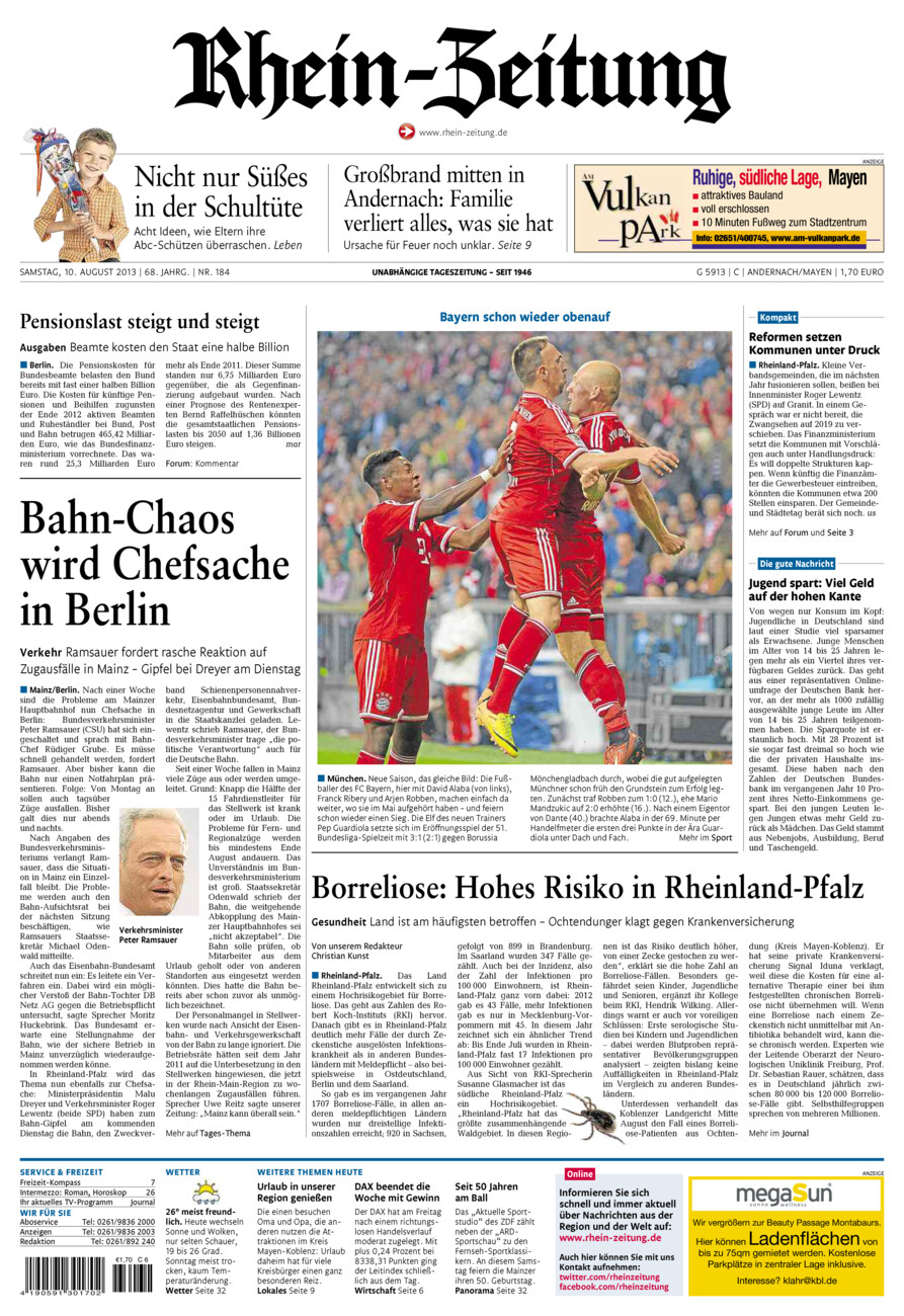 Rhein-Zeitung Andernach & Mayen vom Samstag, 10.08.2013