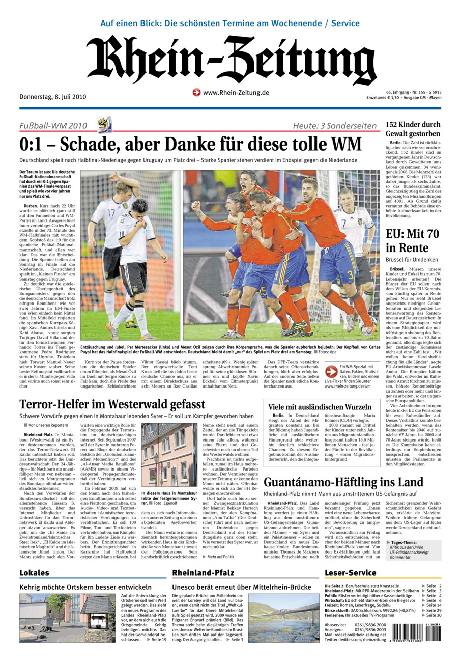 Rhein-Zeitung Andernach & Mayen vom Donnerstag, 08.07.2010