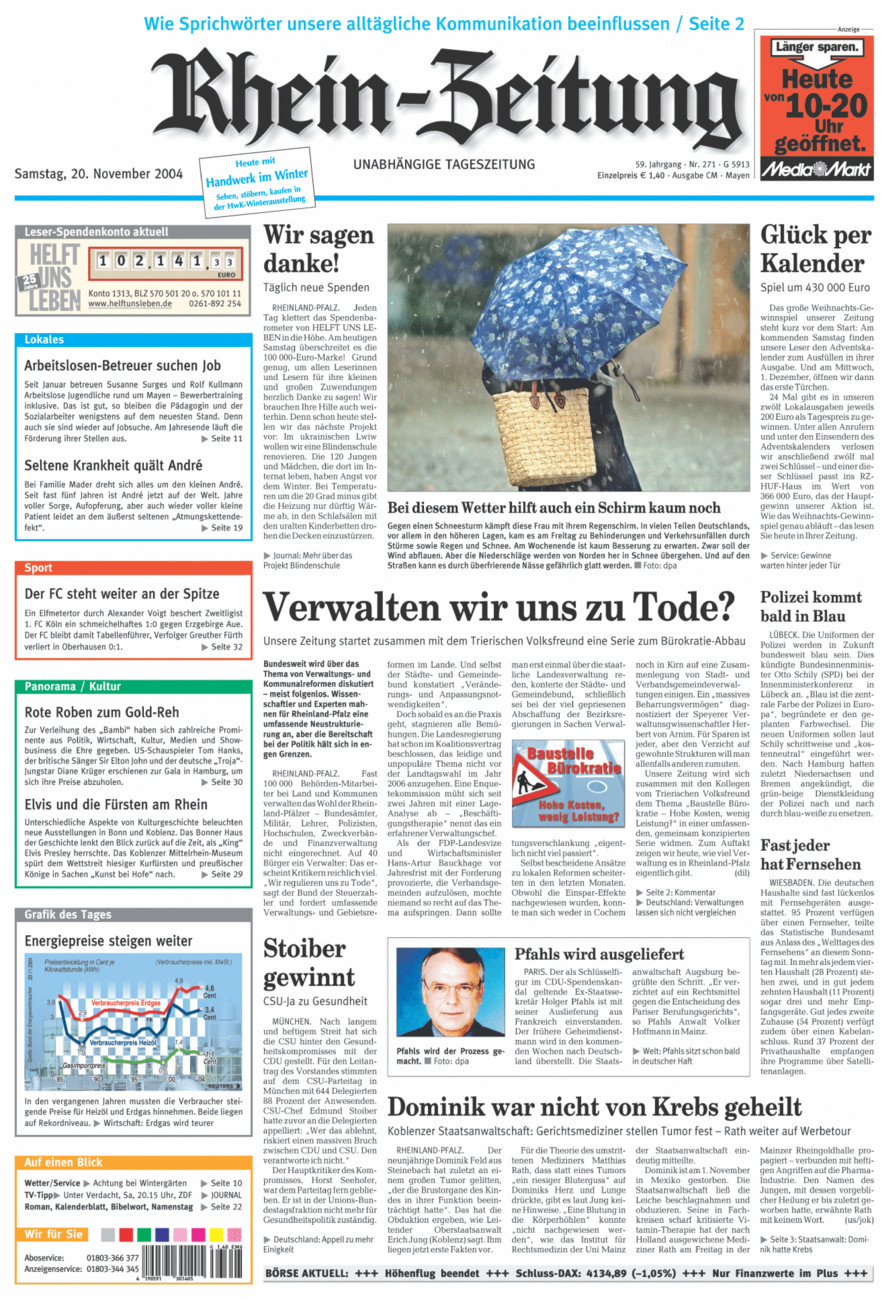 Rhein-Zeitung Andernach & Mayen vom Samstag, 20.11.2004