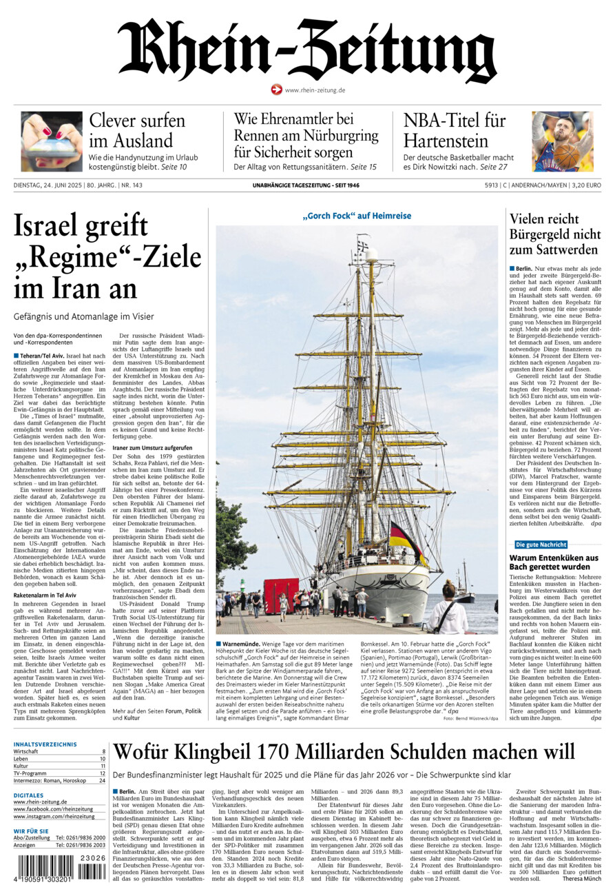 Rhein-Zeitung Andernach & Mayen vom Dienstag, 24.06.2025