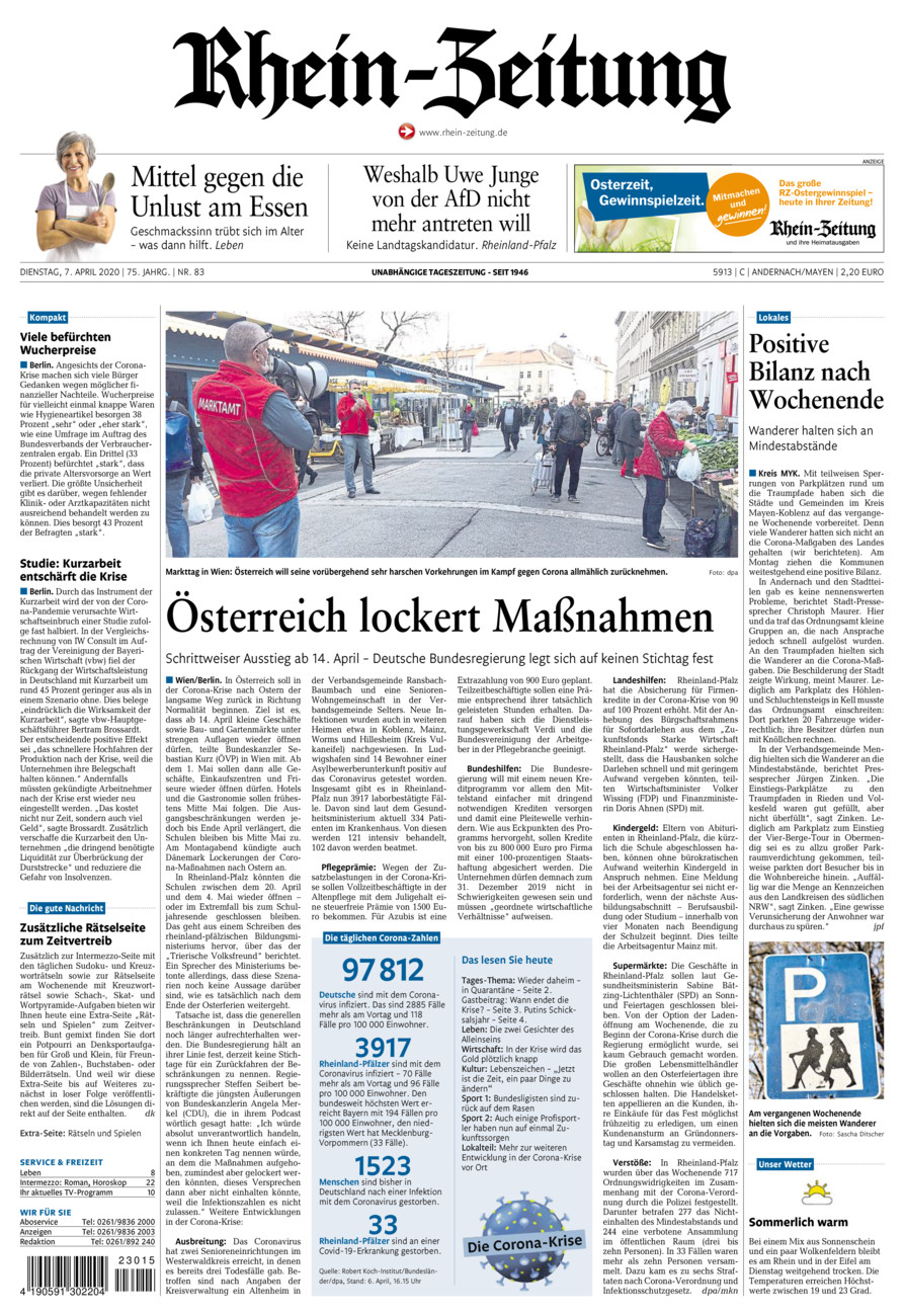 Rhein-Zeitung Andernach & Mayen vom Dienstag, 07.04.2020