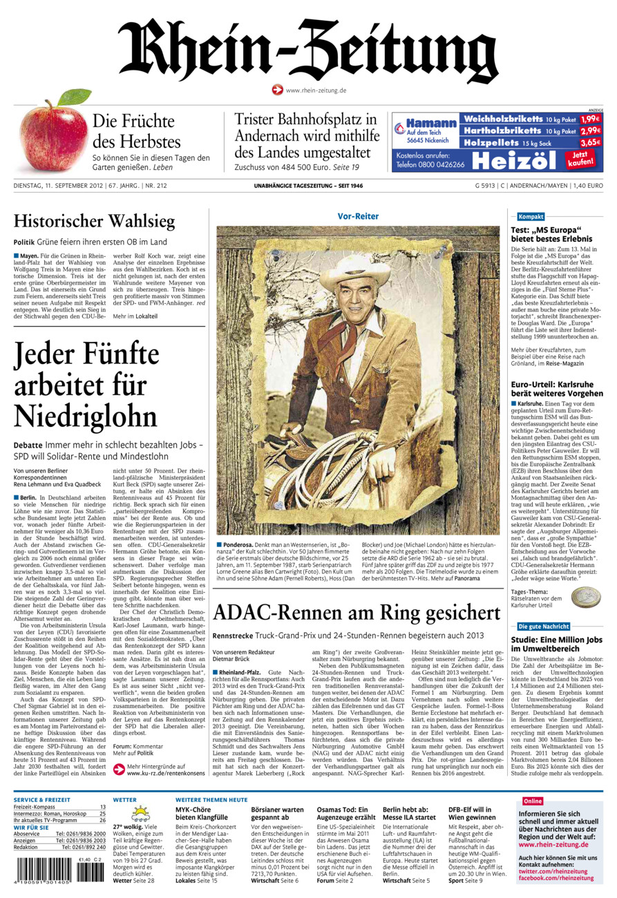 Rhein-Zeitung Andernach & Mayen vom Dienstag, 11.09.2012