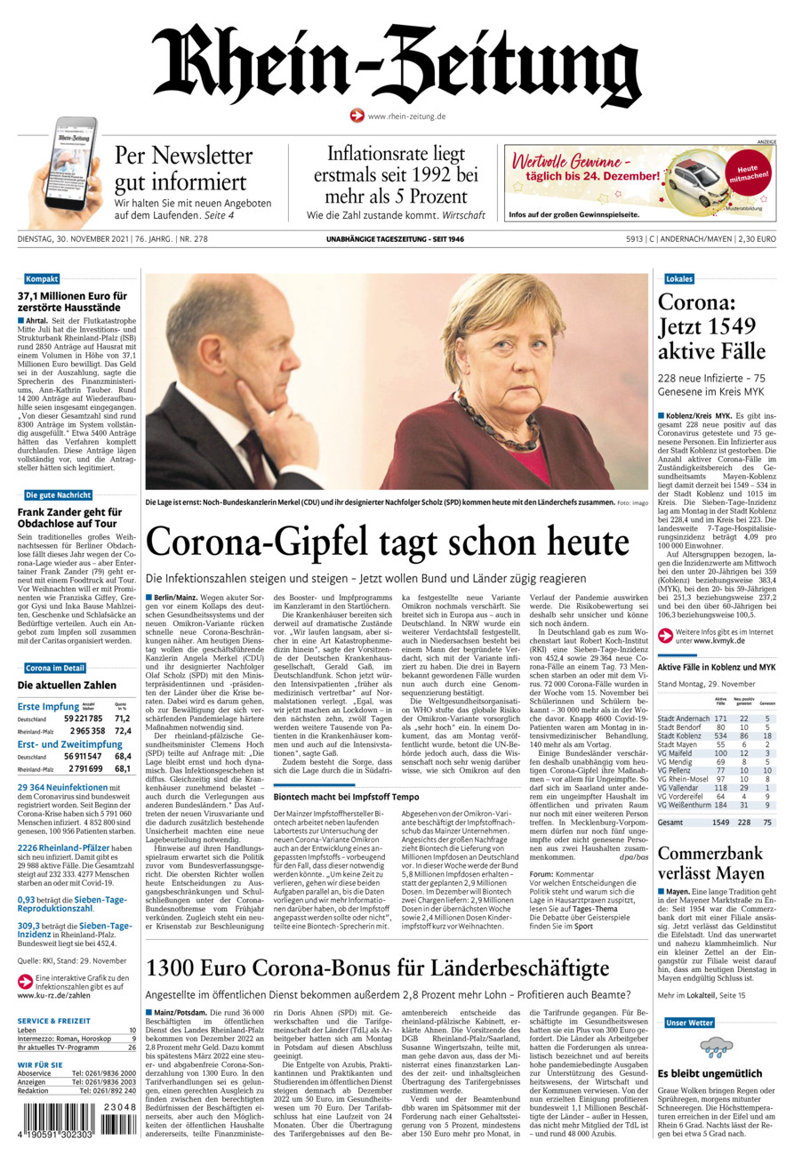 Rhein-Zeitung Andernach & Mayen vom Dienstag, 30.11.2021