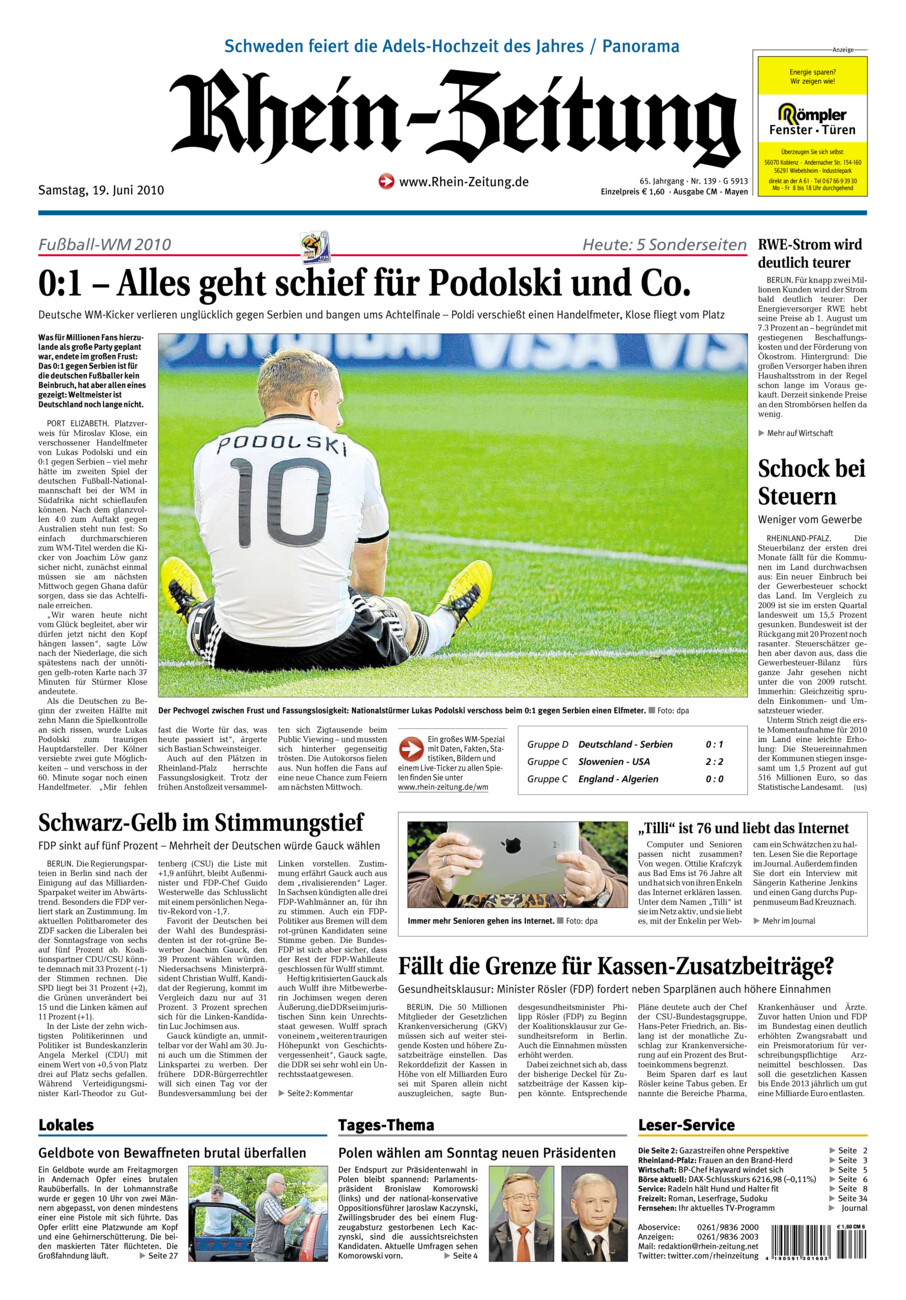 Rhein-Zeitung Andernach & Mayen vom Samstag, 19.06.2010