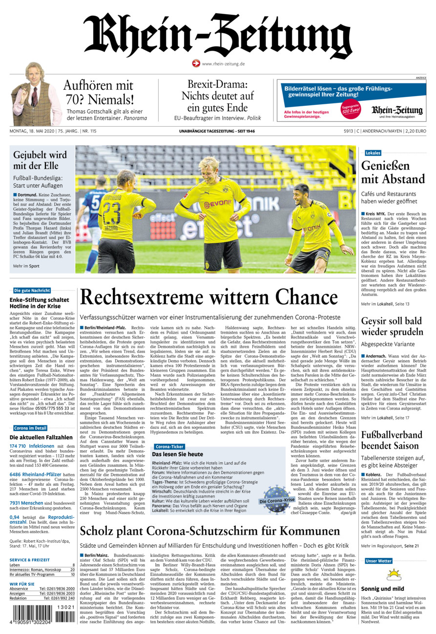 Rhein-Zeitung Andernach & Mayen vom Montag, 18.05.2020