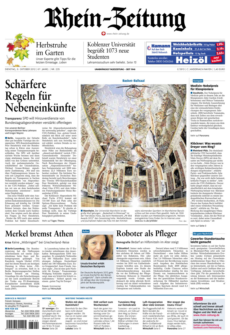 Rhein-Zeitung Andernach & Mayen vom Dienstag, 09.10.2012