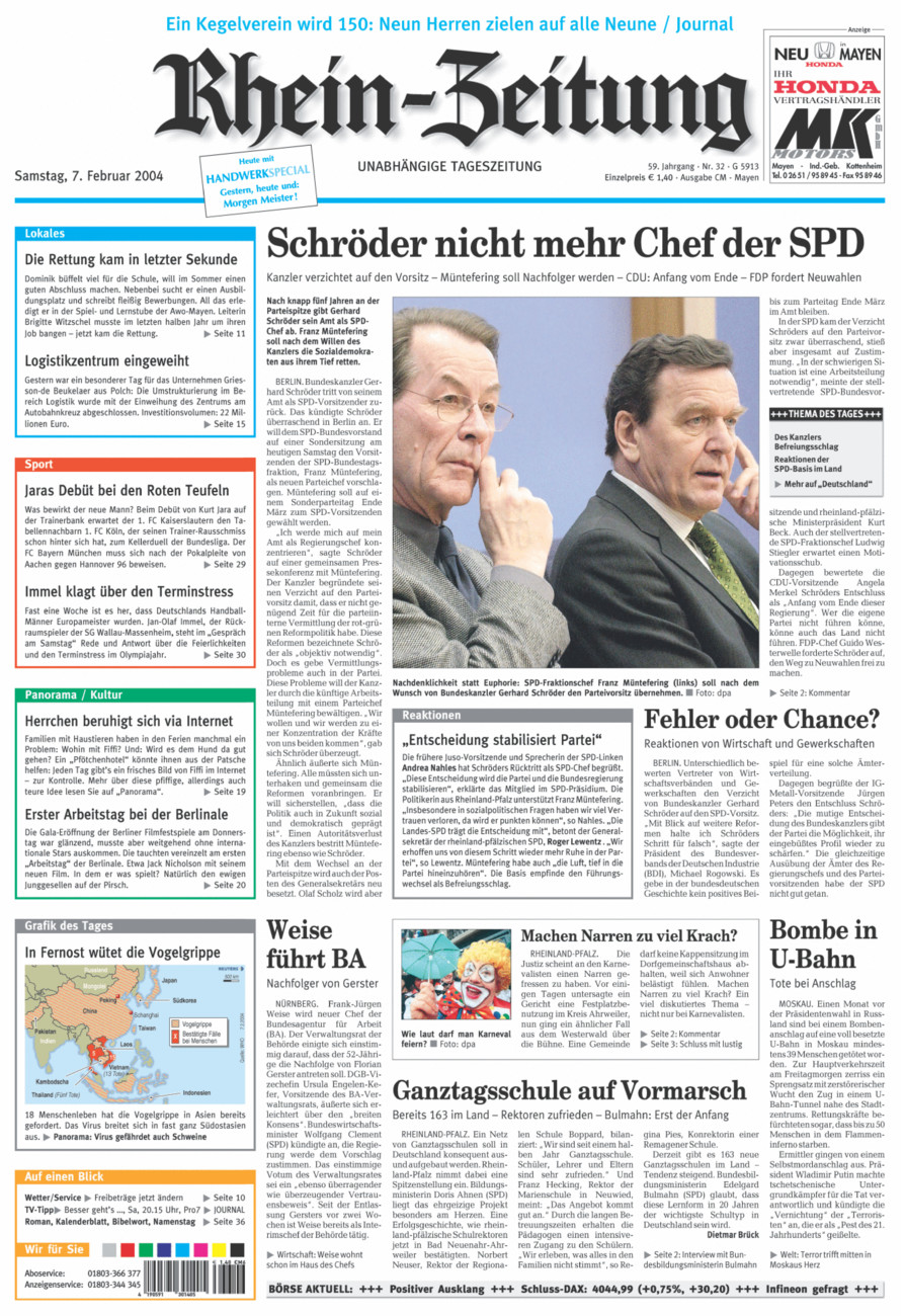 Rhein-Zeitung Andernach & Mayen vom Samstag, 07.02.2004