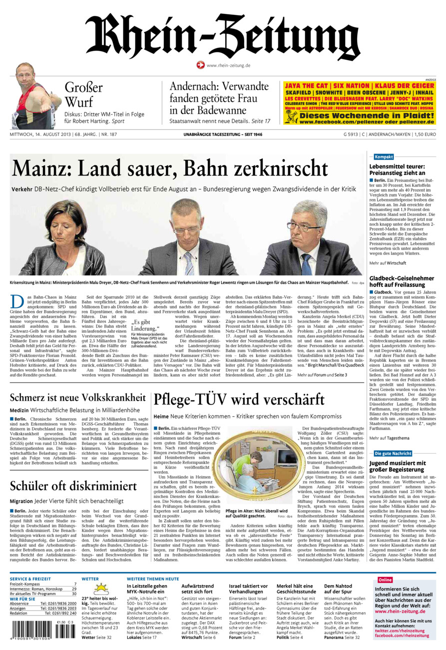 Rhein-Zeitung Andernach & Mayen vom Mittwoch, 14.08.2013