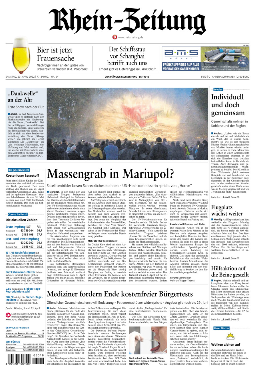 Rhein-Zeitung Andernach & Mayen vom Samstag, 23.04.2022