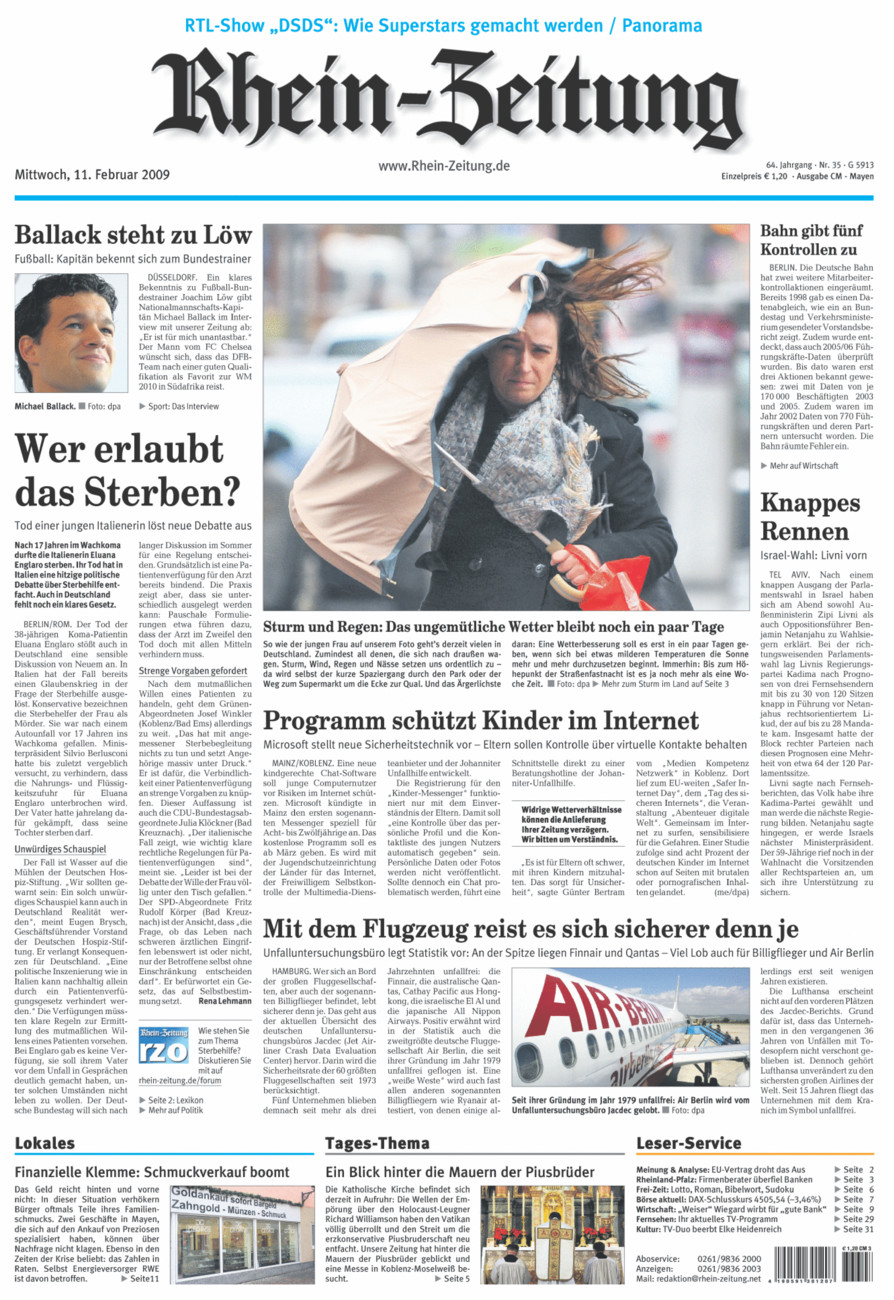 Rhein-Zeitung Andernach & Mayen vom Mittwoch, 11.02.2009
