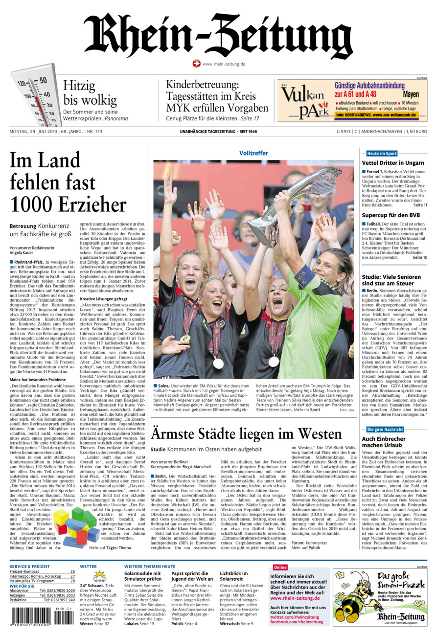 Rhein-Zeitung Andernach & Mayen vom Montag, 29.07.2013