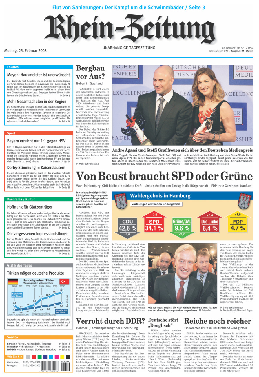 Rhein-Zeitung Andernach & Mayen vom Montag, 25.02.2008