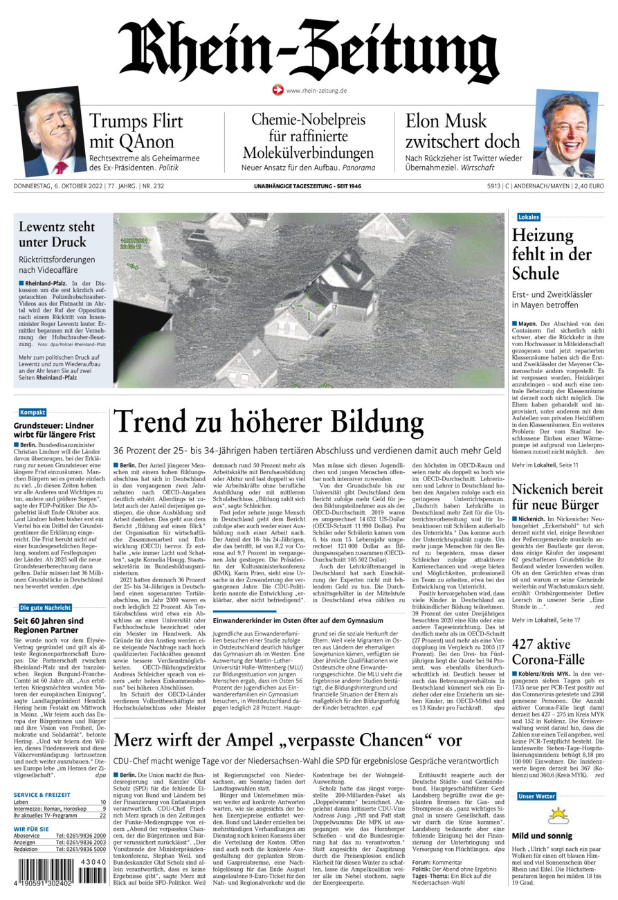 Rhein-Zeitung Andernach & Mayen vom Donnerstag, 06.10.2022