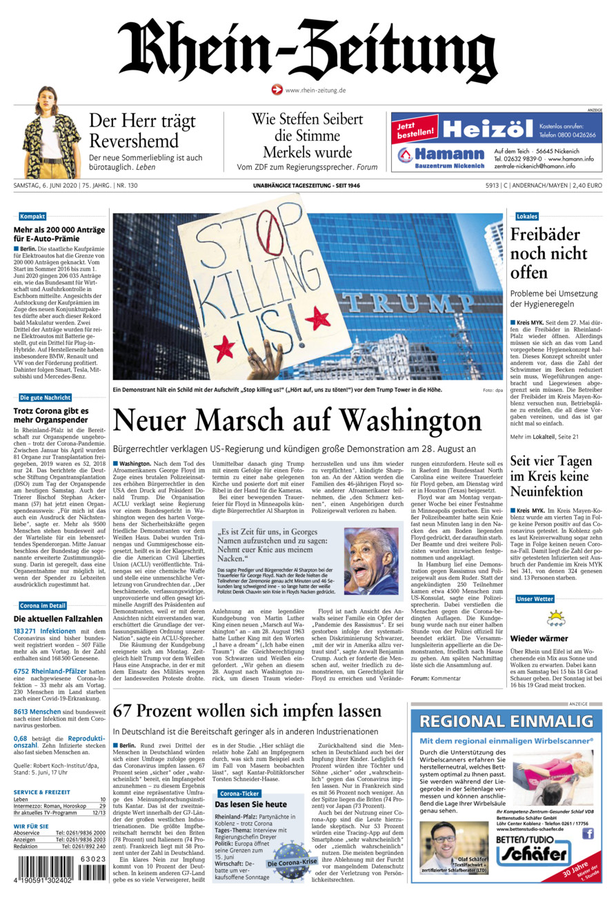 Rhein-Zeitung Andernach & Mayen vom Samstag, 06.06.2020