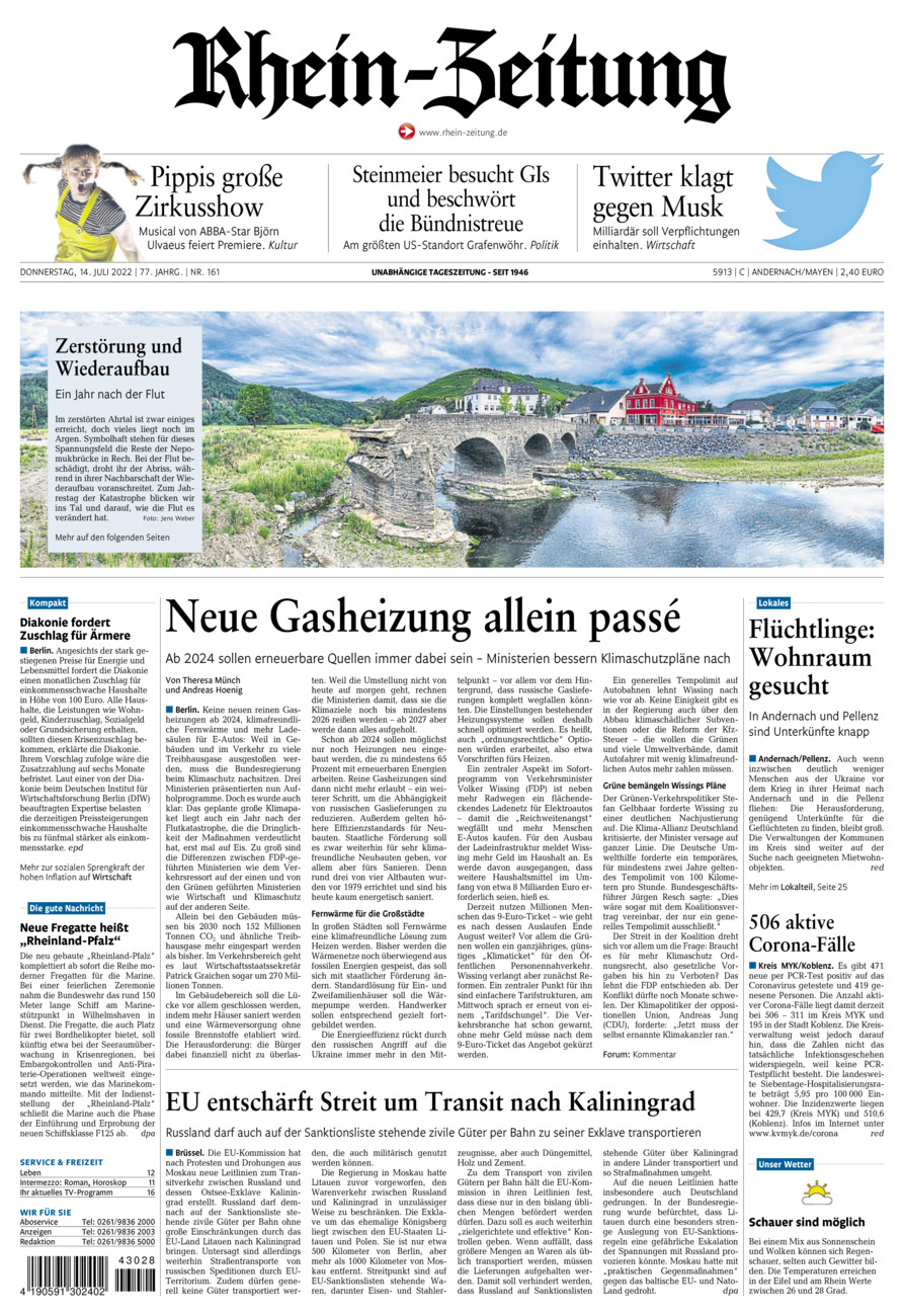 Rhein-Zeitung Andernach & Mayen vom Donnerstag, 14.07.2022