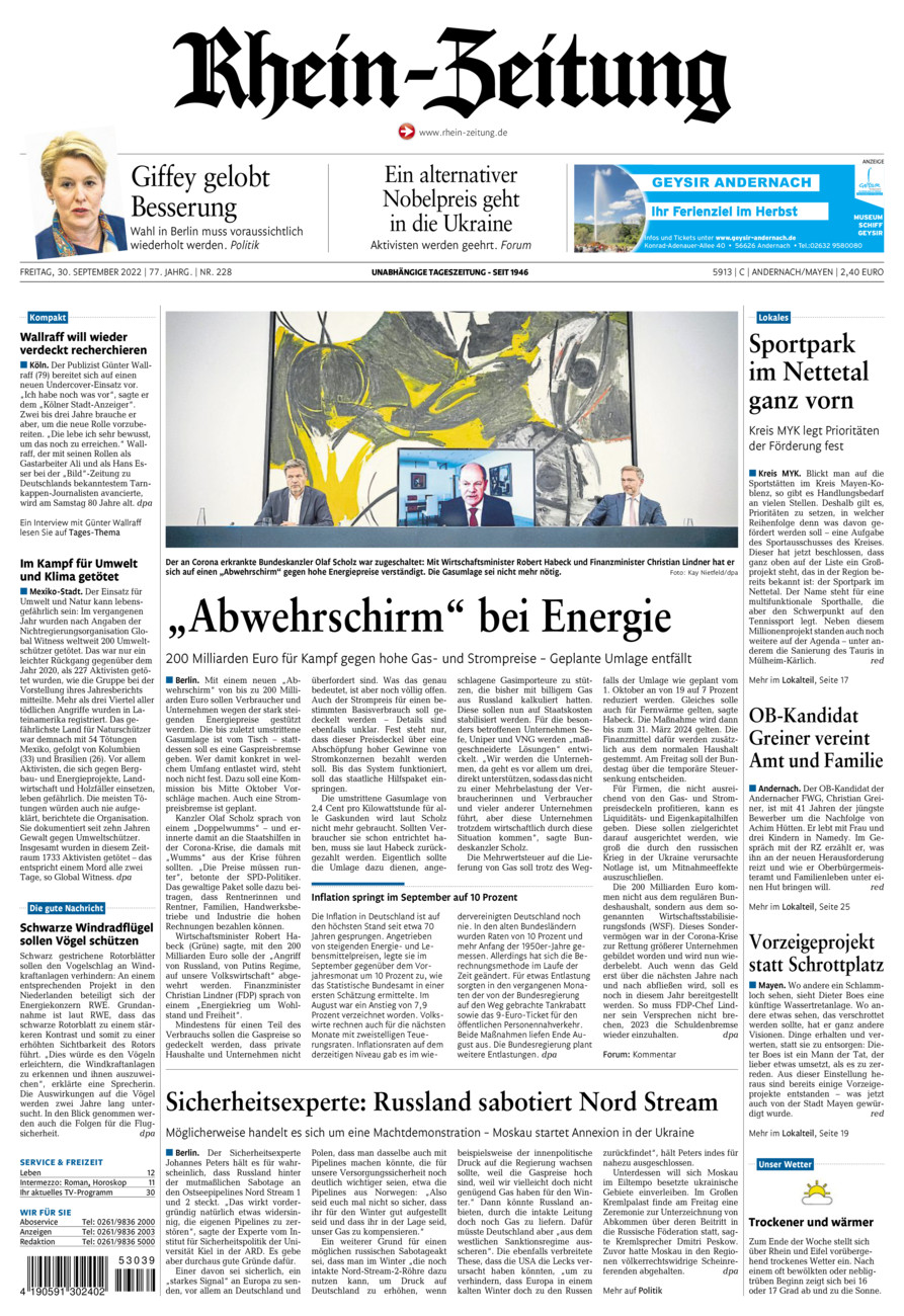 Rhein-Zeitung Andernach & Mayen vom Freitag, 30.09.2022