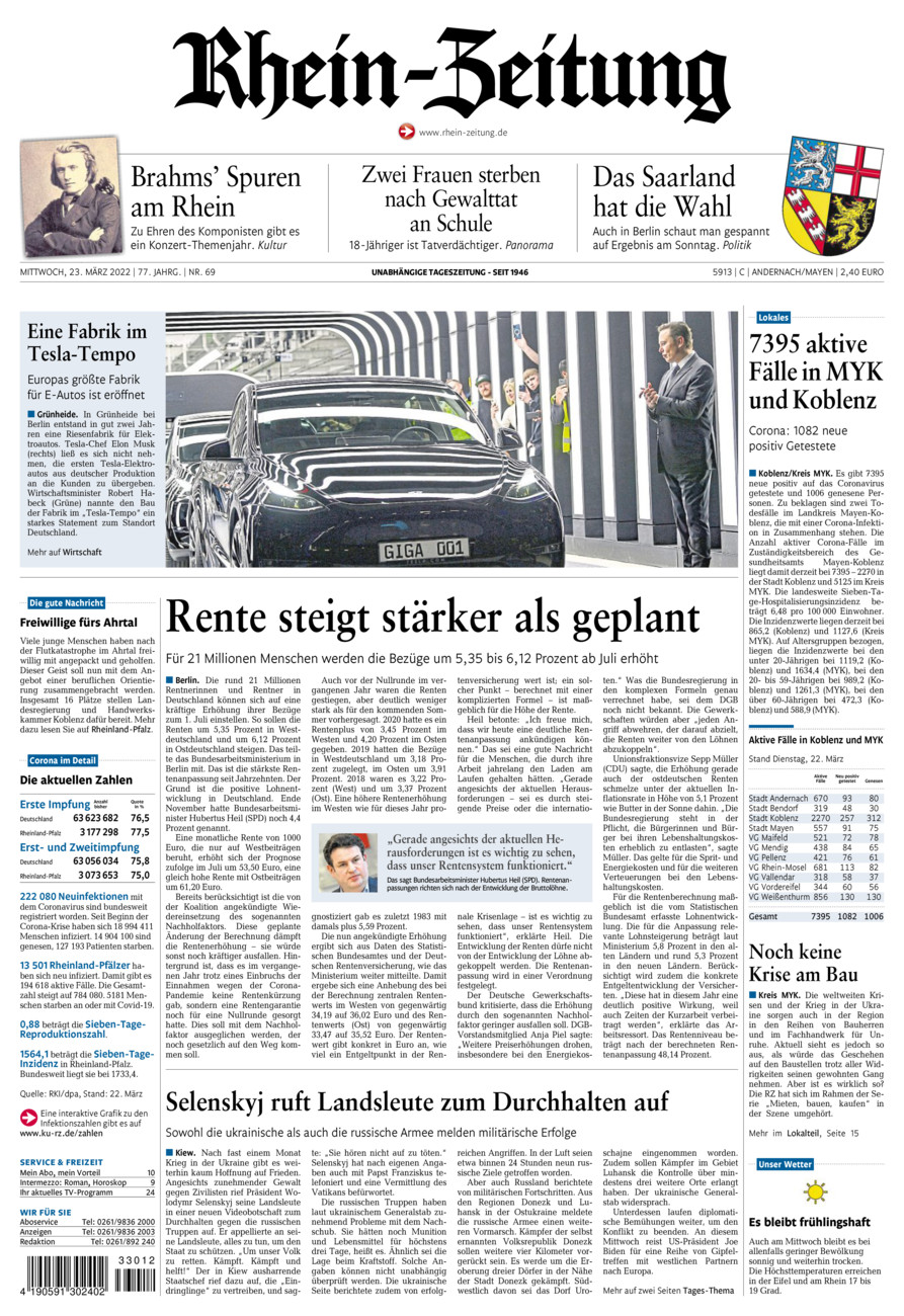 Rhein-Zeitung Andernach & Mayen vom Mittwoch, 23.03.2022
