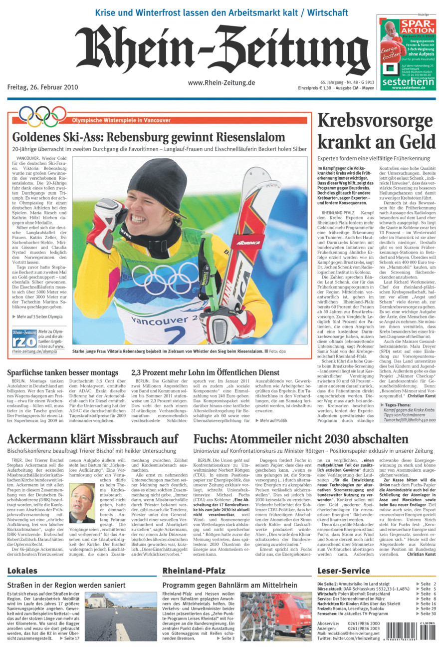 Rhein-Zeitung Andernach & Mayen vom Freitag, 26.02.2010