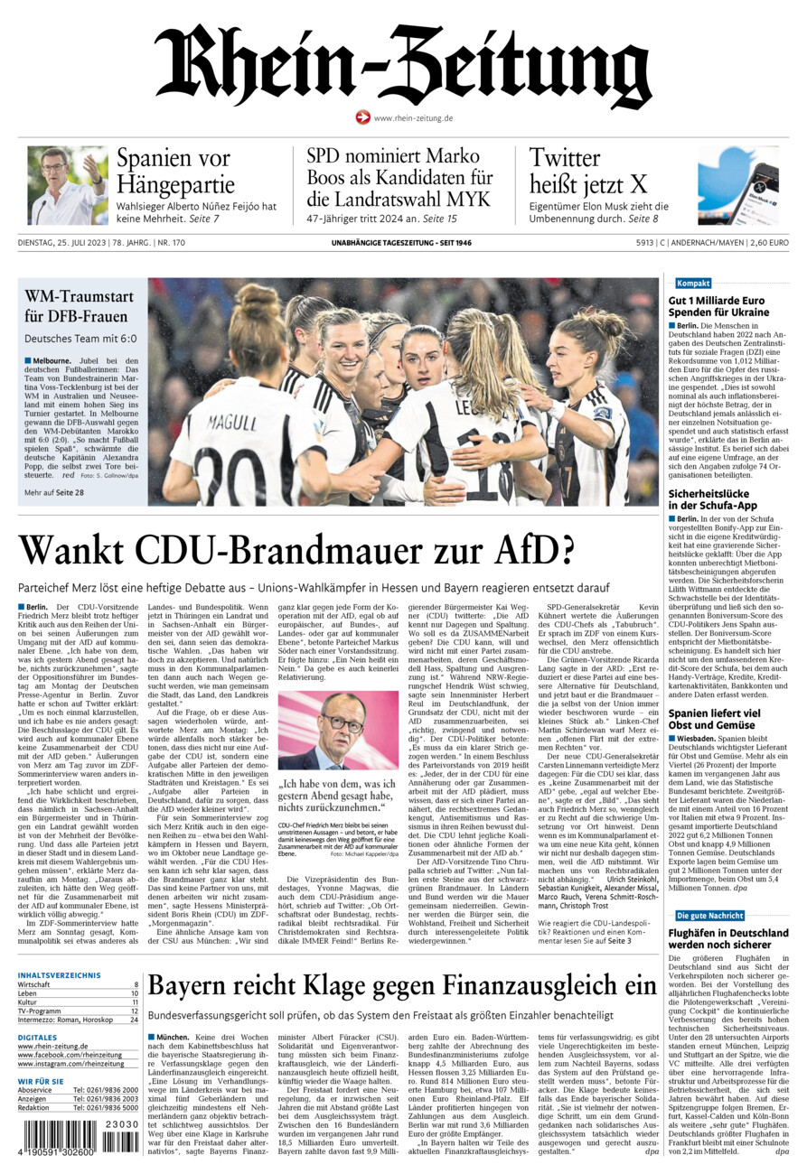 Rhein-Zeitung Andernach & Mayen vom Dienstag, 25.07.2023