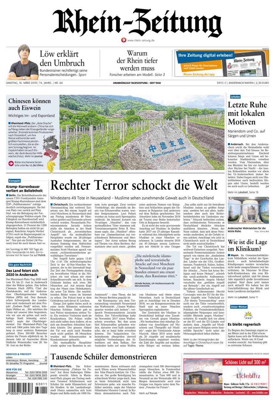 Rhein-Zeitung Andernach & Mayen vom Samstag, 16.03.2019