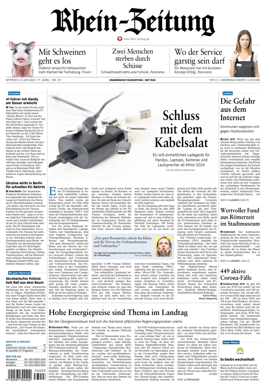 Rhein-Zeitung Andernach & Mayen vom Mittwoch, 08.06.2022
