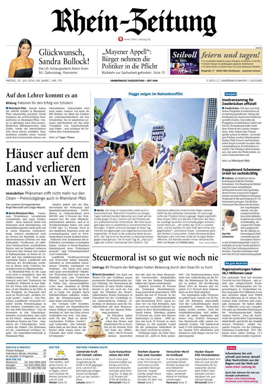 Rhein-Zeitung Andernach & Mayen vom Freitag, 25.07.2014