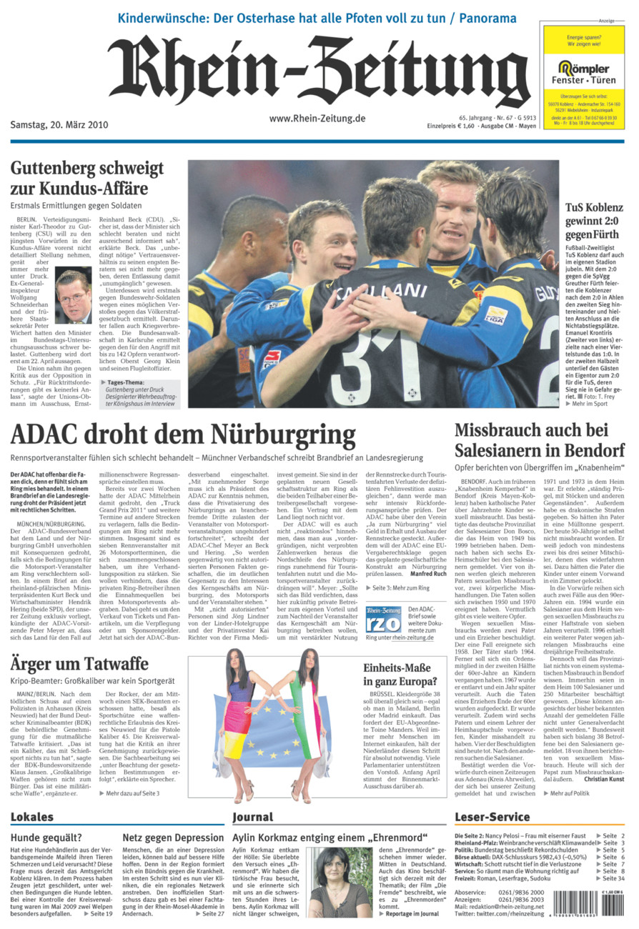 Rhein-Zeitung Andernach & Mayen vom Samstag, 20.03.2010