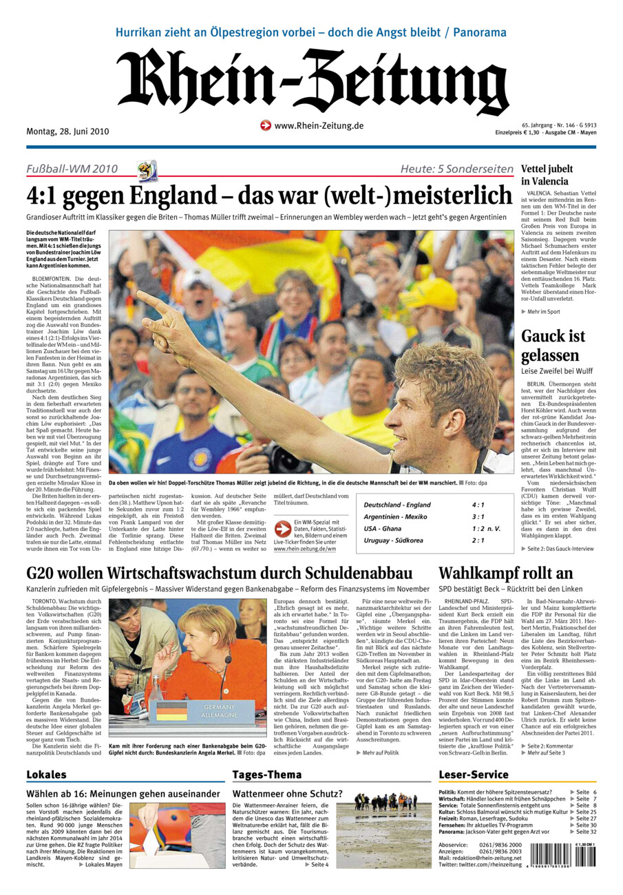 Rhein-Zeitung Andernach & Mayen vom Montag, 28.06.2010