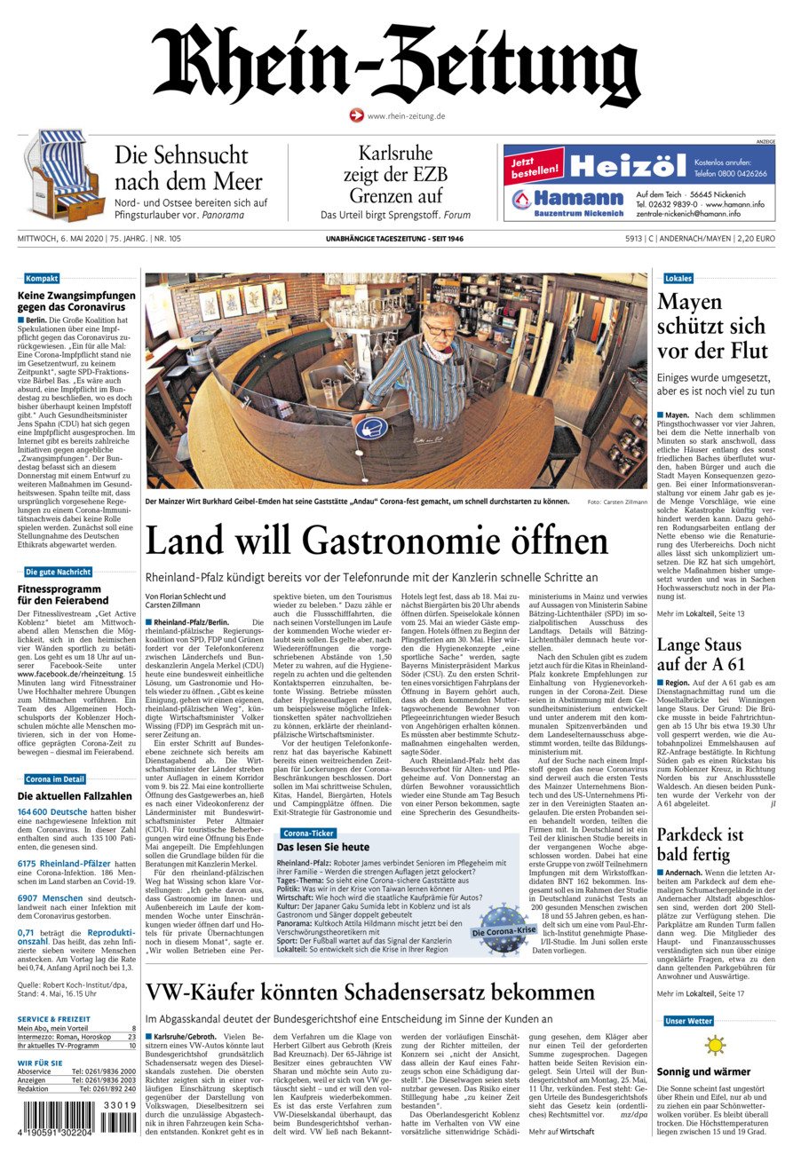 Rhein-Zeitung Andernach & Mayen vom Mittwoch, 06.05.2020