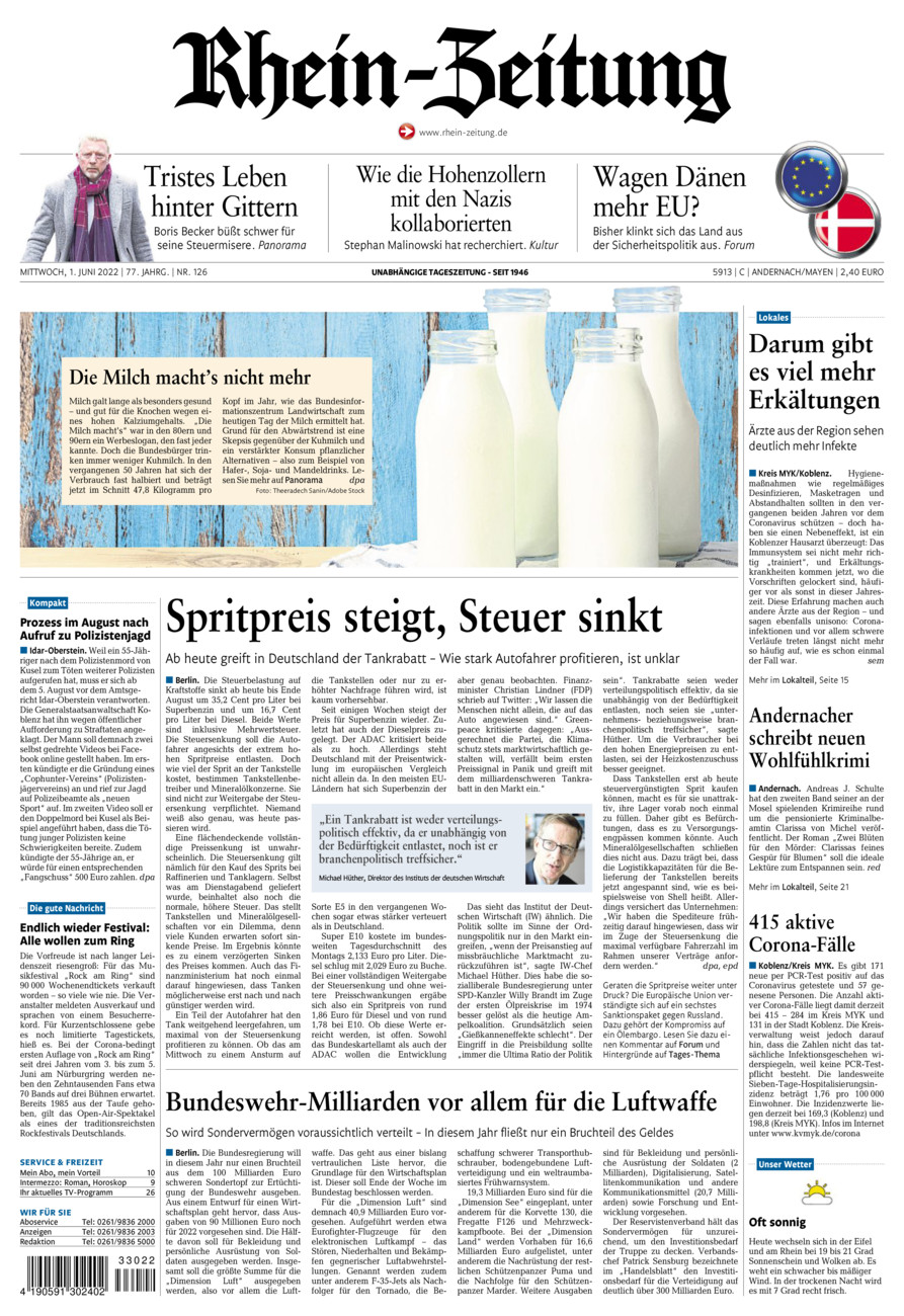 Rhein-Zeitung Andernach & Mayen vom Mittwoch, 01.06.2022