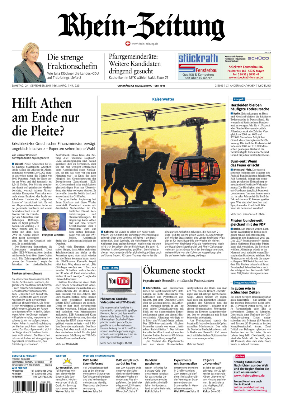 Rhein-Zeitung Andernach & Mayen vom Samstag, 24.09.2011