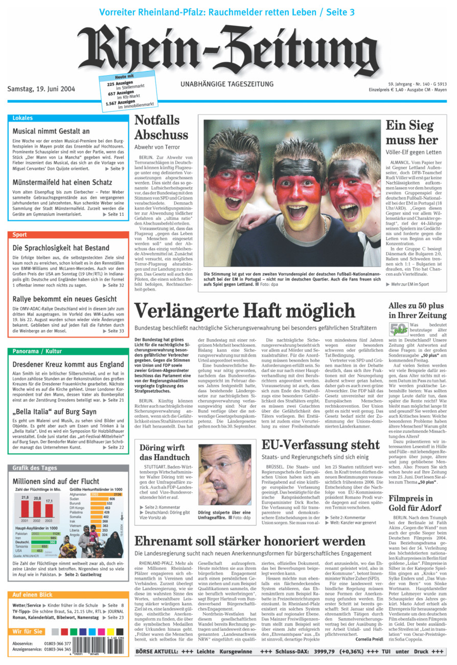 Rhein-Zeitung Andernach & Mayen vom Samstag, 19.06.2004