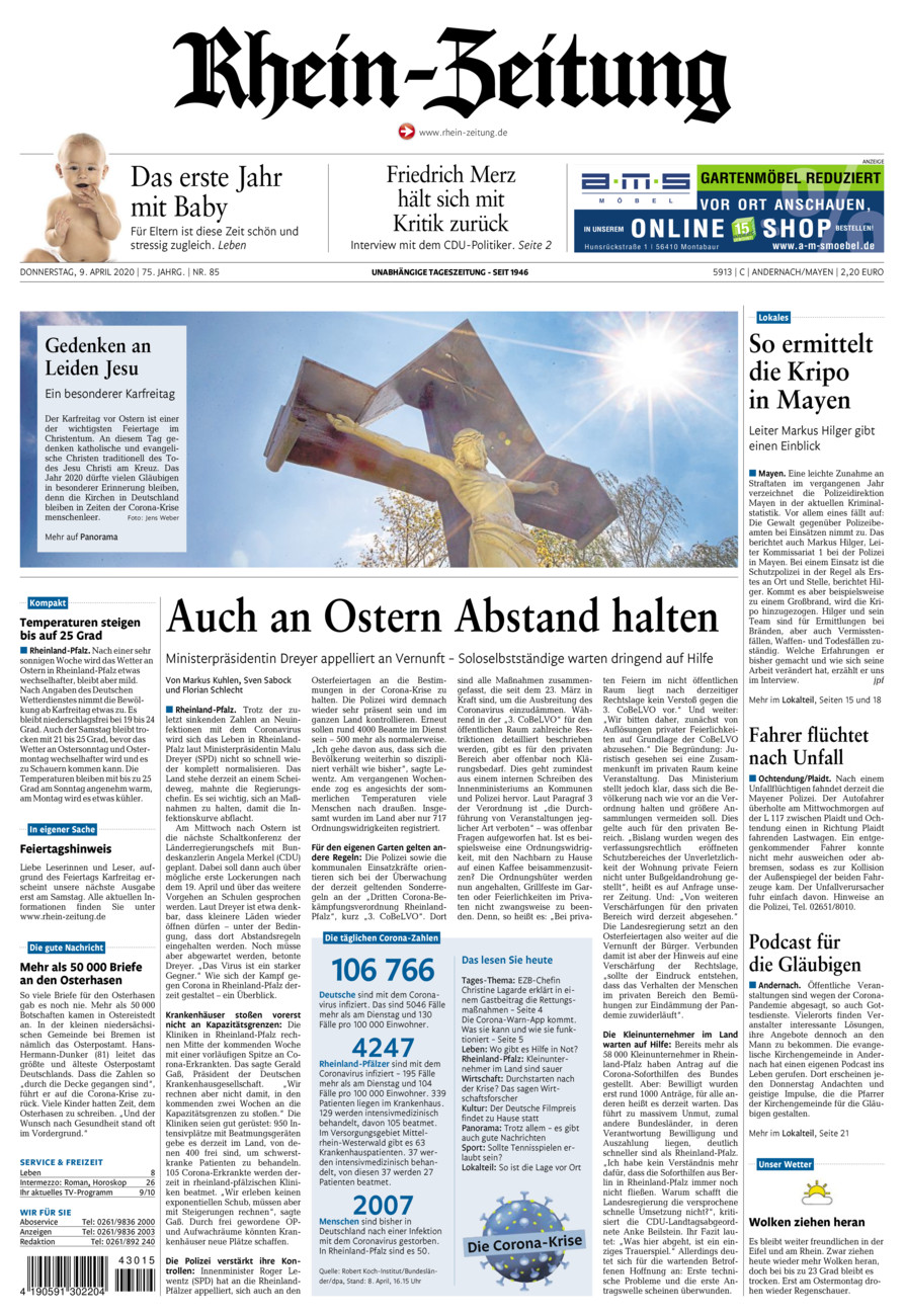 Rhein-Zeitung Andernach & Mayen vom Donnerstag, 09.04.2020