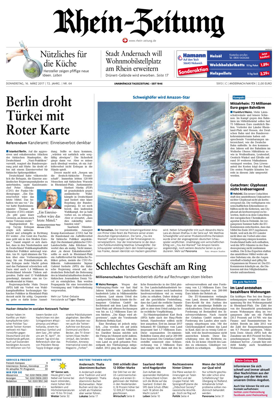 Rhein-Zeitung Andernach & Mayen vom Donnerstag, 16.03.2017