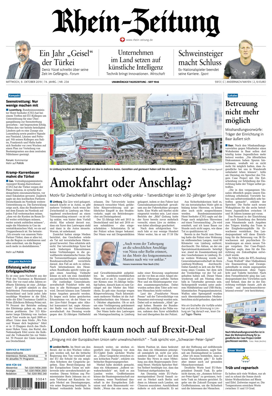Rhein-Zeitung Andernach & Mayen vom Mittwoch, 09.10.2019