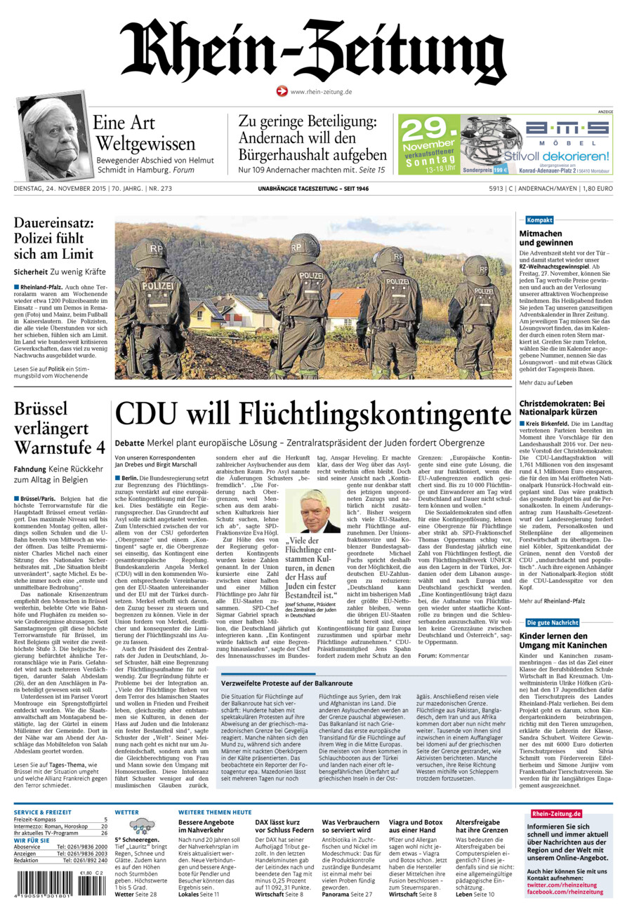 Rhein-Zeitung Andernach & Mayen vom Dienstag, 24.11.2015