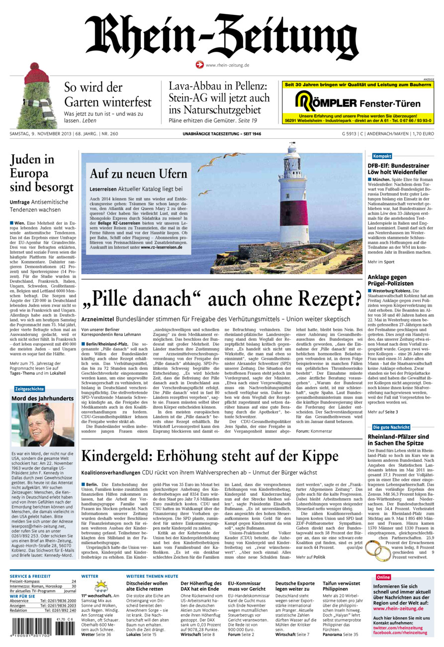Rhein-Zeitung Andernach & Mayen vom Samstag, 09.11.2013