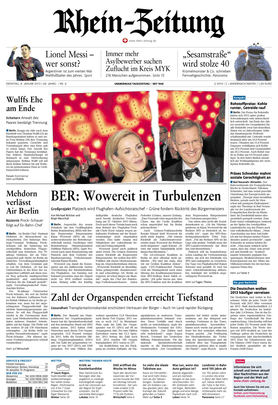 Rhein-Zeitung Andernach & Mayen vom Dienstag, 08.01.2013