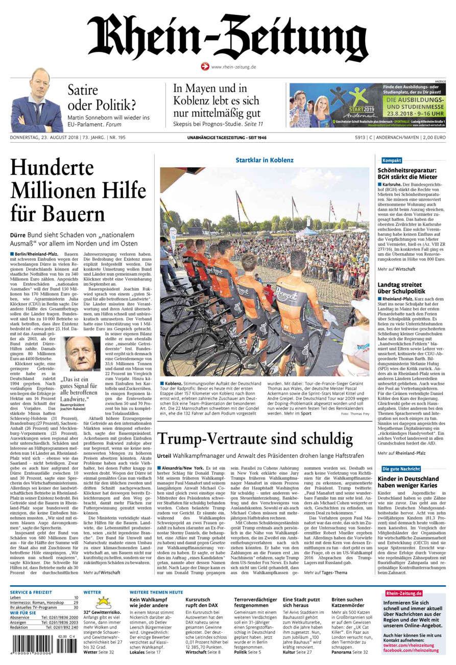 Rhein-Zeitung Andernach & Mayen vom Donnerstag, 23.08.2018