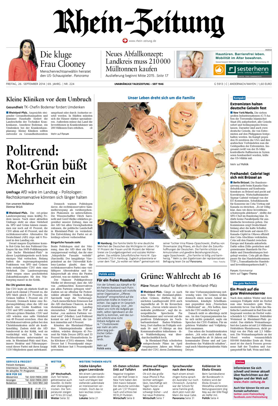 Rhein-Zeitung Andernach & Mayen vom Freitag, 26.09.2014