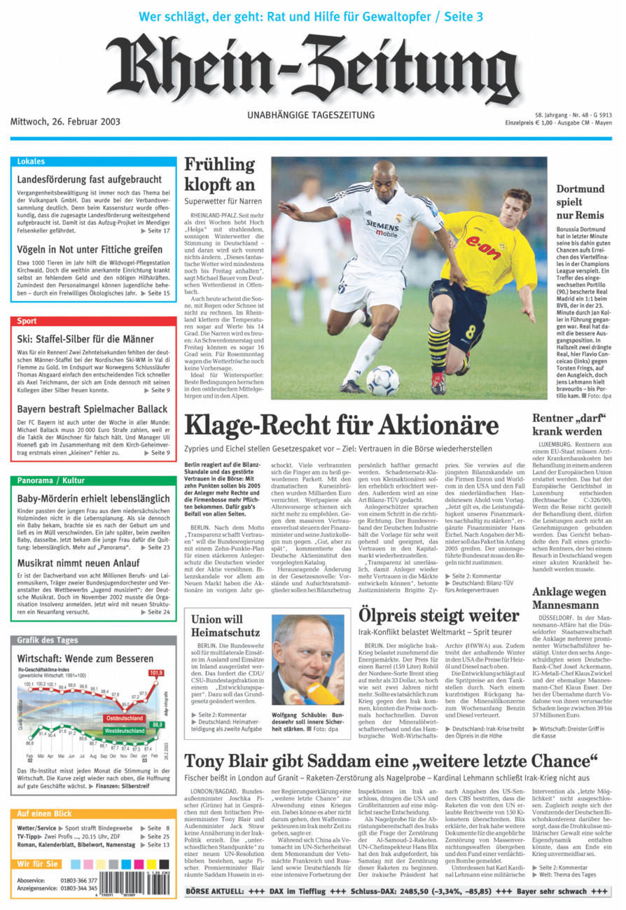 Rhein-Zeitung Andernach & Mayen vom Mittwoch, 26.02.2003