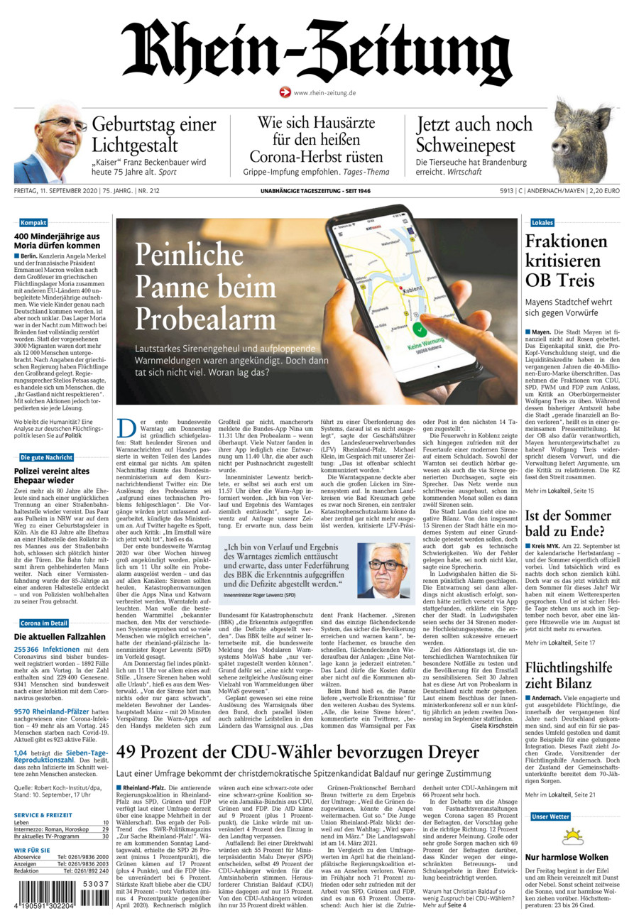 Rhein-Zeitung Andernach & Mayen vom Freitag, 11.09.2020