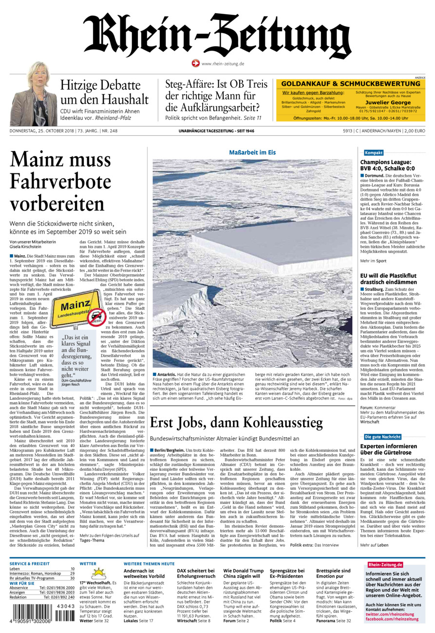 Rhein-Zeitung Andernach & Mayen vom Donnerstag, 25.10.2018