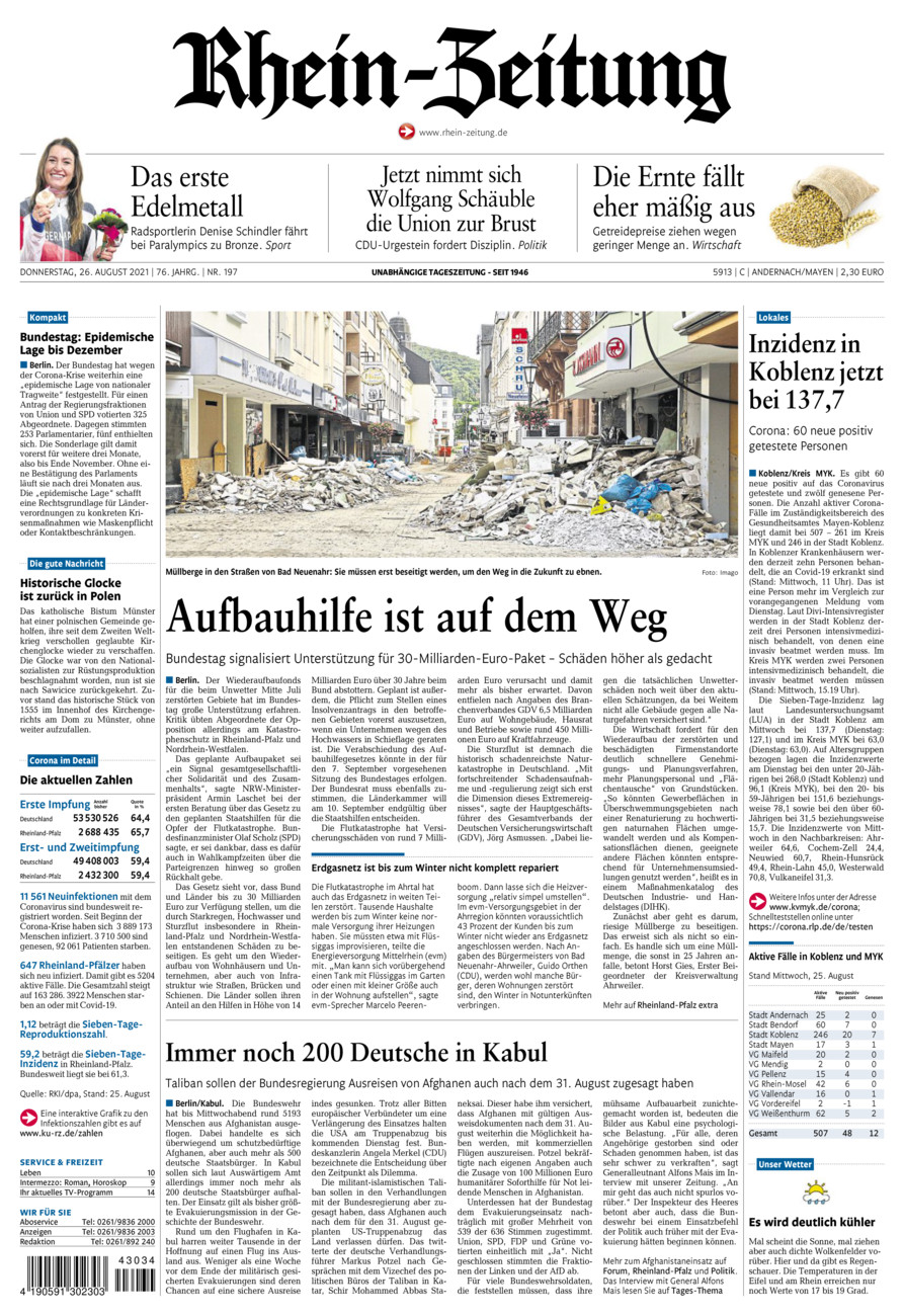 Rhein-Zeitung Andernach & Mayen vom Donnerstag, 26.08.2021