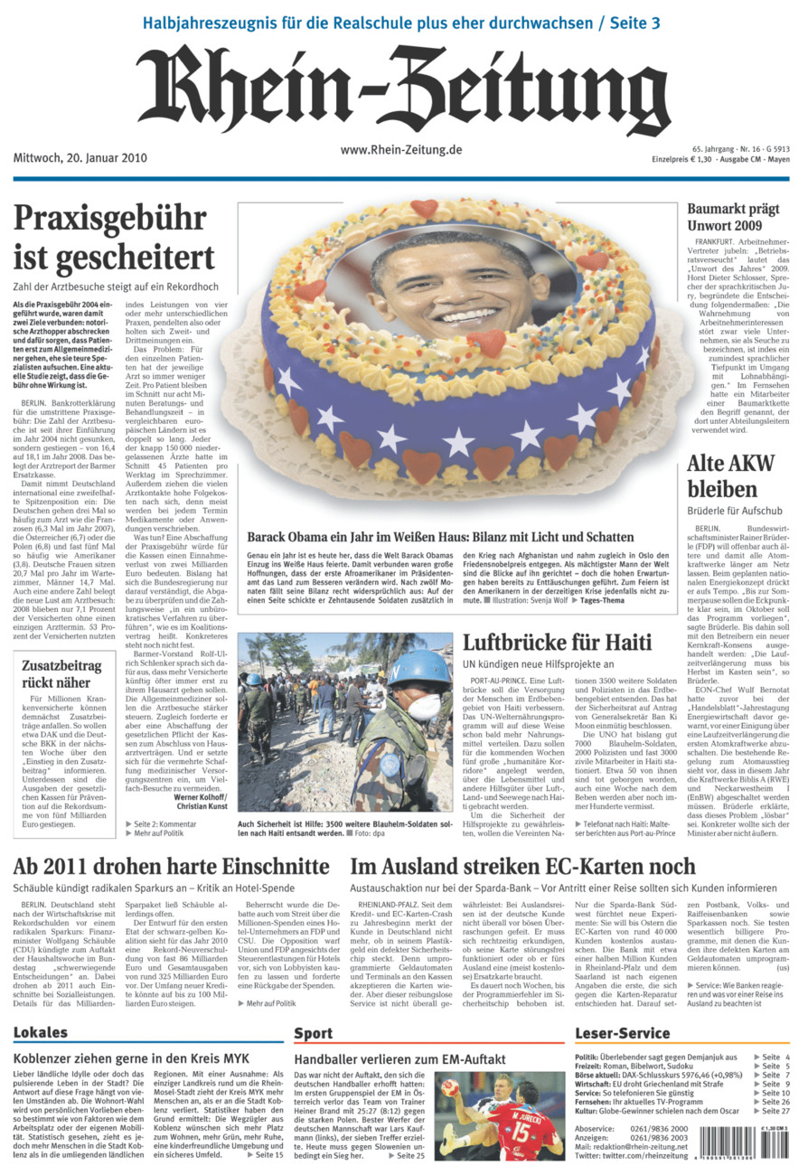 Rhein-Zeitung Andernach & Mayen vom Mittwoch, 20.01.2010