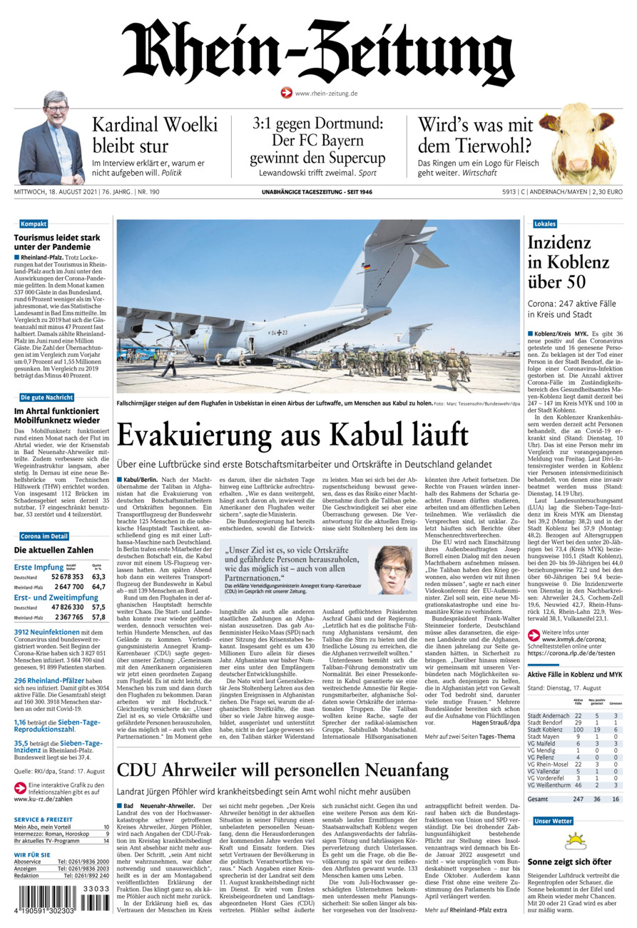 Rhein-Zeitung Andernach & Mayen vom Mittwoch, 18.08.2021