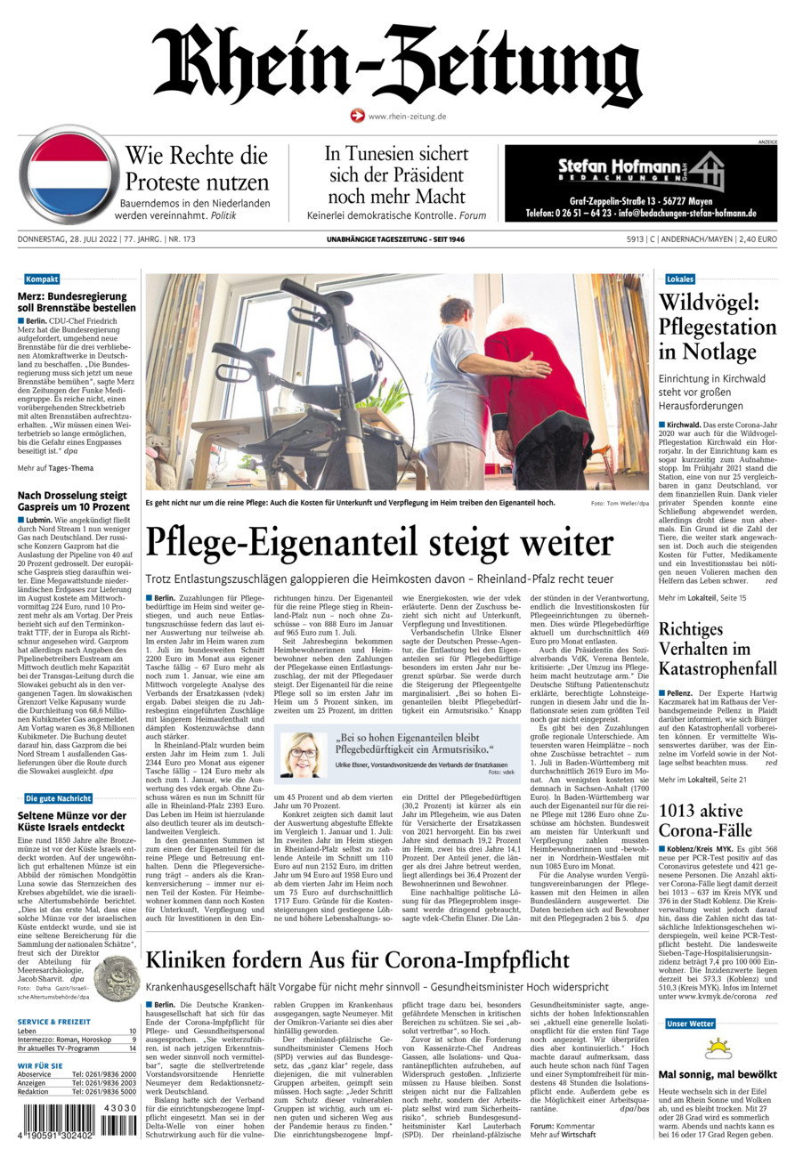 Rhein-Zeitung Andernach & Mayen vom Donnerstag, 28.07.2022
