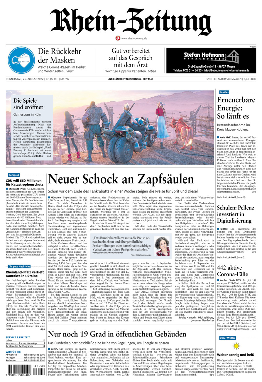 Rhein-Zeitung Andernach & Mayen vom Donnerstag, 25.08.2022